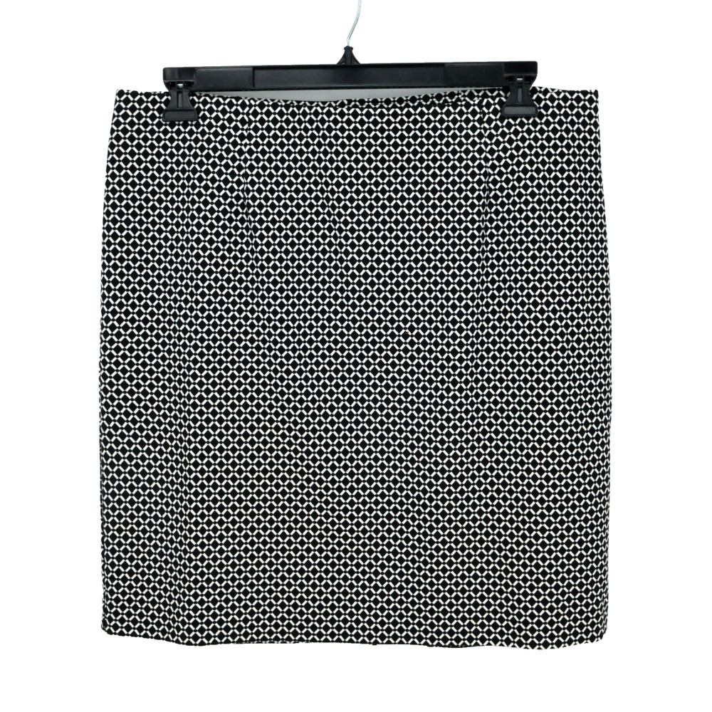 J Jill Skirt Petites LP PL Black White Check Ponte Knit Pencil Straight Stretch